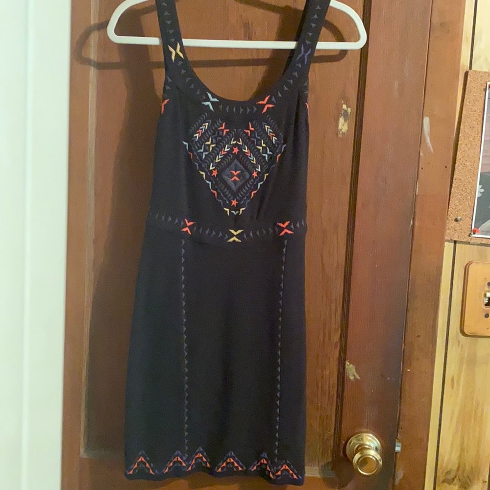 Embroidered Free People bodycon mini dress